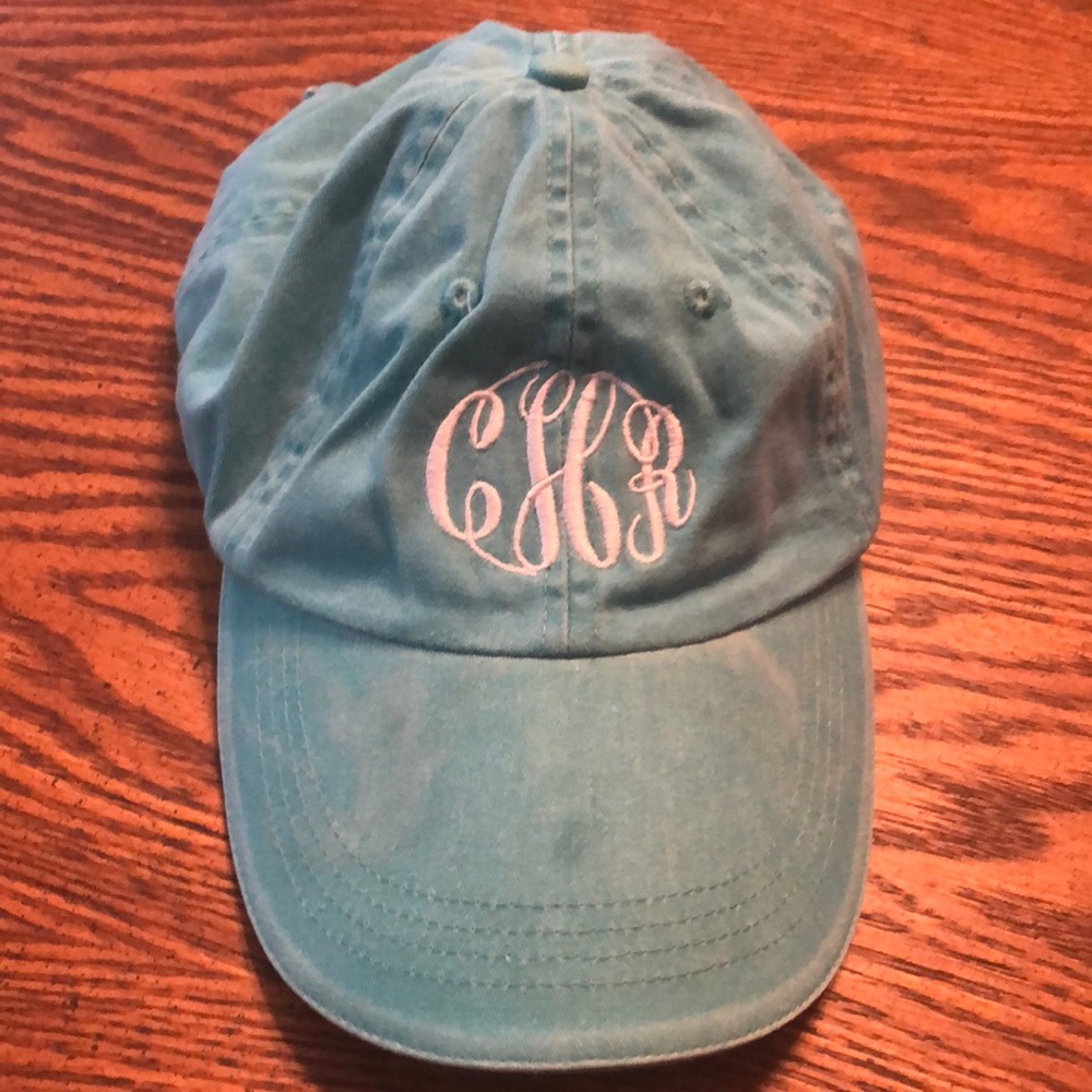 Aqua monogrammed baseball hat